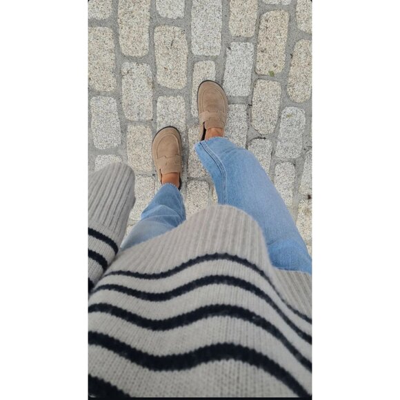 Striped Turtleneck Sweater with Shoulder Button Detail Nautical French Girl S - Picture 2 of 8